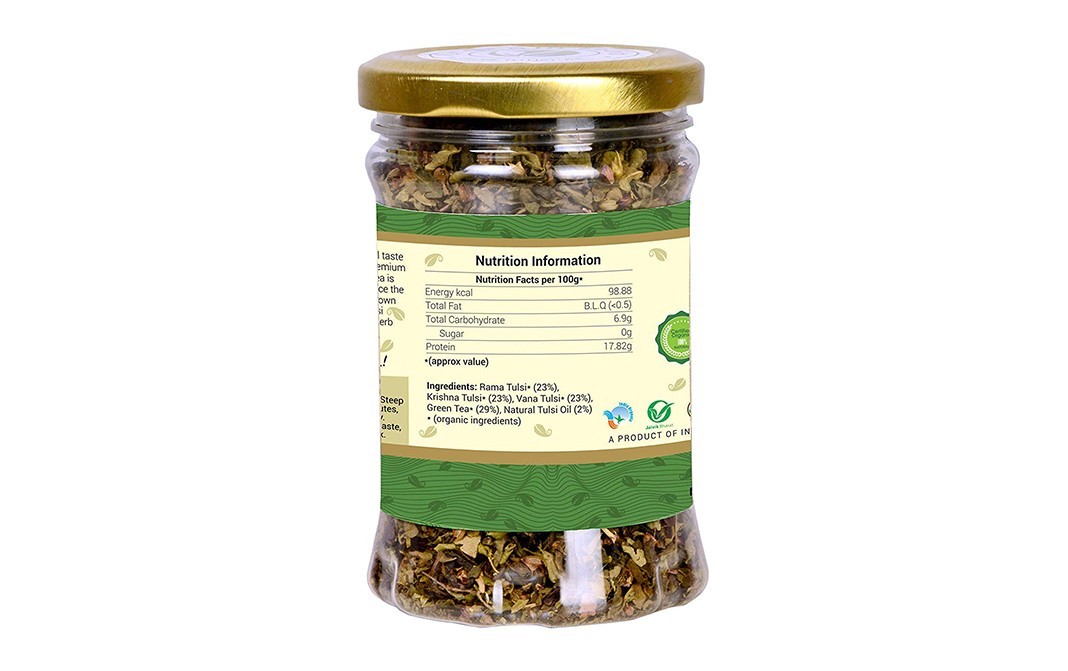 Orgrain India Organic Tulsi Green Tea   Glass Jar  40 grams